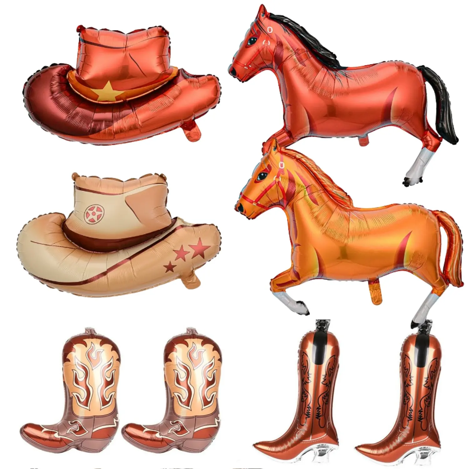8pcs Self-Sealing Metallic Horse Aluminium Animal Balloons with Pump, Easy-to-Use Balloon Decoration for Western Cowboy Happy Birthday Party Tables (Power Tool Accessories, Tools & Hardware)