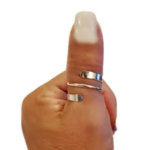 Sterling Silver Bypass Adjustable Thumb Rings for Women - Size 9.5 Non Tarnish