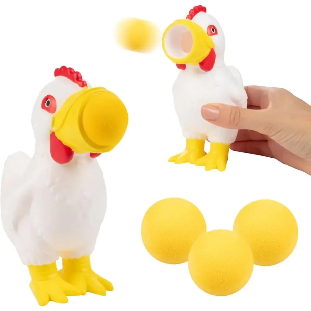 Hog Wild Chicken Ball Popper Toy - Includes 4 Soft Foam Balls - Squeeze to Pop Air Powered Balls Up to 20 Feet - for Indoor/Outdoor Play- Great Gift for Kids, Girls, Boys