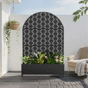 Arch Outdoor Metal Planter Box Raised Garden Bed with Geometric Design for Modern Patios and Gardens