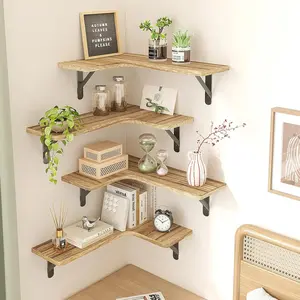 Adhesives Corner Floating Shelves for Corner Space Utilization - Wall Mounted Corner Shelf Set Decor