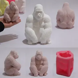 Large Gorilla Silicone Mold, 3D Gorilla Handmade Gypsum Concrete Mold, Animal Resin Liquid Mould, DIY Craft Supplies