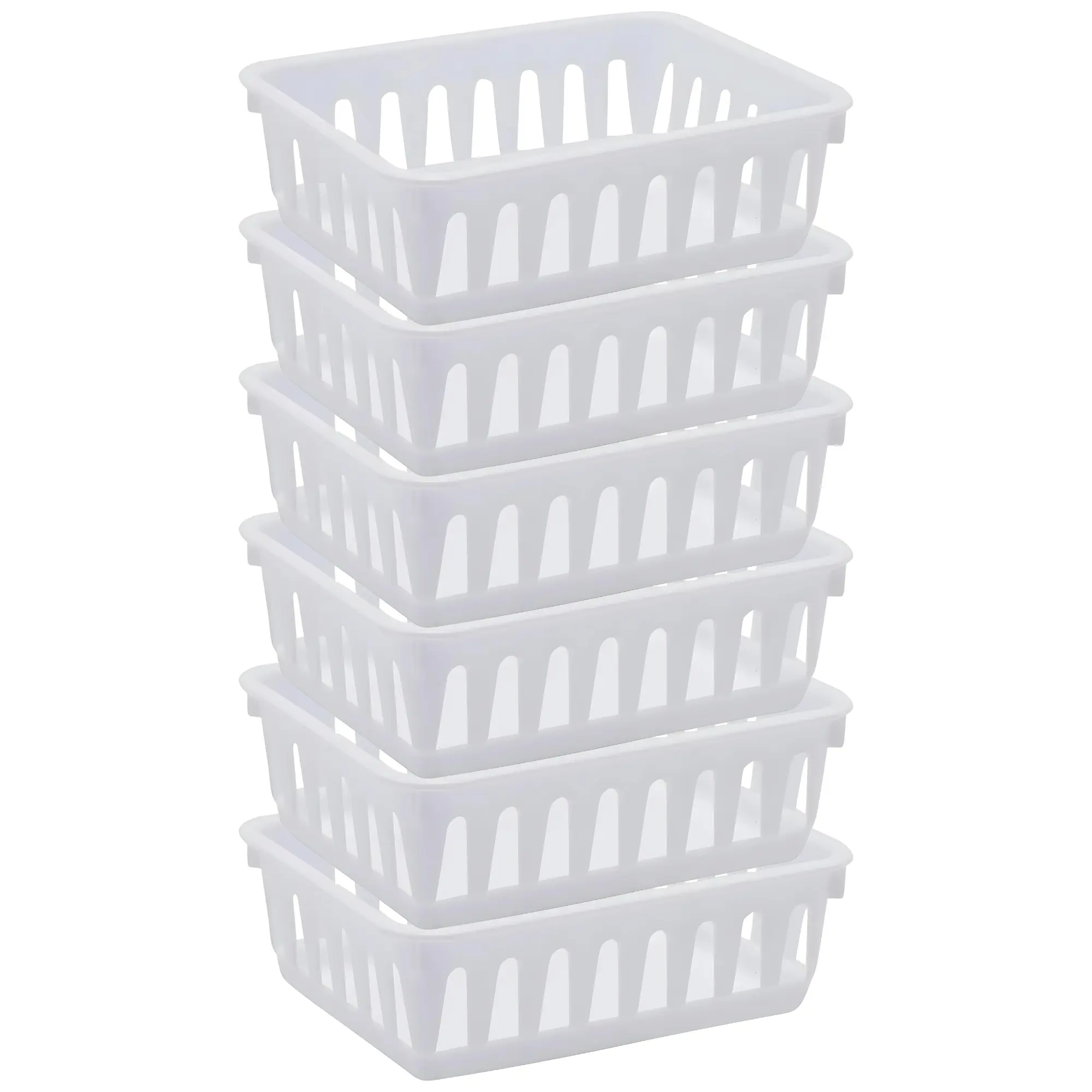 Tribello Small Plastic Baskets for Storage Organization- 6x5x2 inch Storage Bins for Closet Organizer, Kitchen Pantry, Shelf, Garage - Made in USA, Open Storage Bins