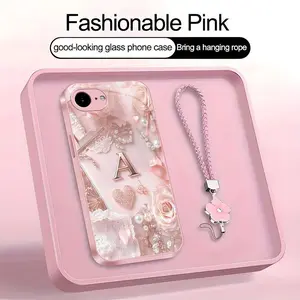 Lace Pearl Optical Illusion Art 2D Phone Case,Suitable for [iPhone 16e] high-end women's, Lanyard a beautiful four-leaf clover lanyard is included🍀 952