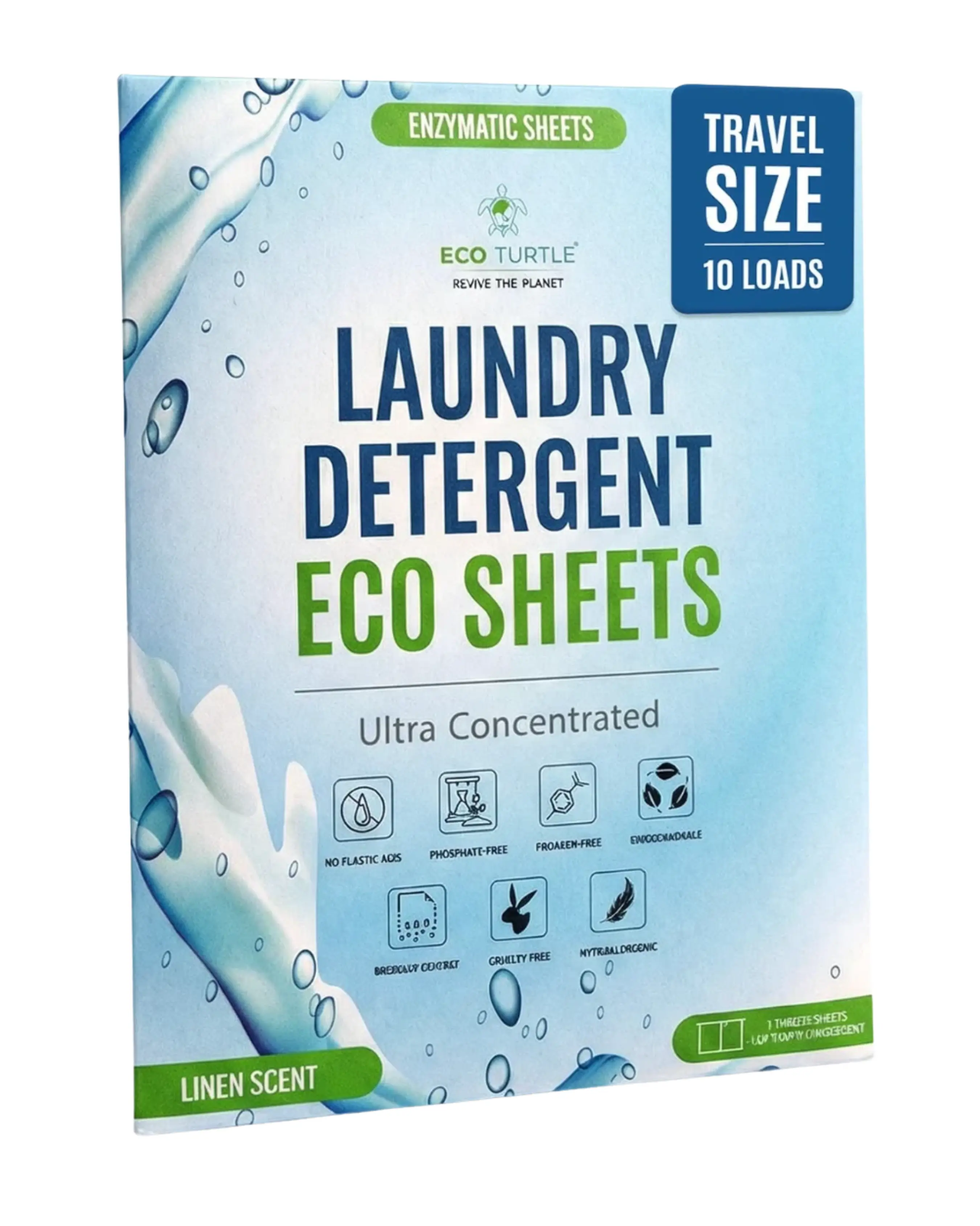 Plant-Based Travel Size Laundry Sheets - TSA-approved (10 loads), Eco-Friendly