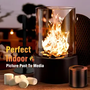 Portable Desktop Fireplace, Indoor and Outdoor Use, Ethanol Fire Pit, Adjustable Flame Heater, Ideal for Balcony Decoration