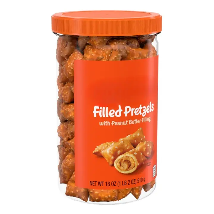 Filled Pretzels, Peanut Butter Pretzel Nuggets, Crunchy, Ready to Eat, Sweet and Salty Snack, 18oz Jar