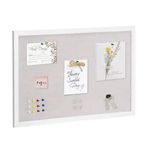 30x20 Inch White Cork Board With Linen Surface, Wall-Mounted Bulletin Board For Home, School, And Office Use, Elegant Yet Practical Noticeboard For Messages, Pins, Reminders, And Organization