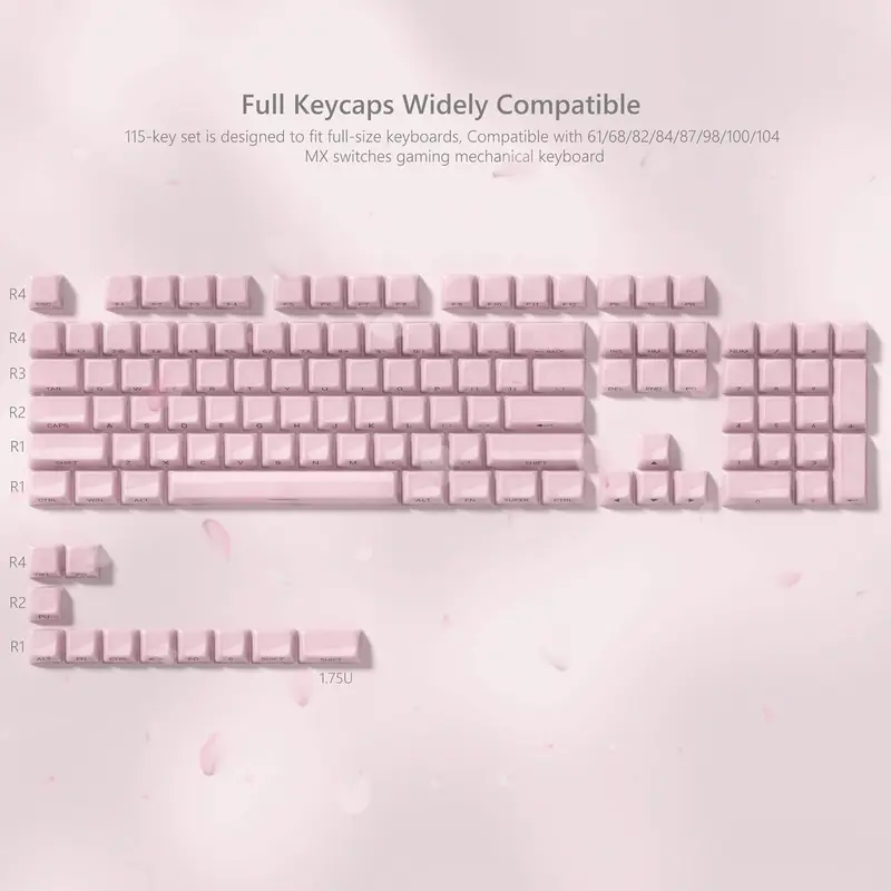 Womier 131 Cute Keycaps,MOA Cherry Blossom keycap Set for
