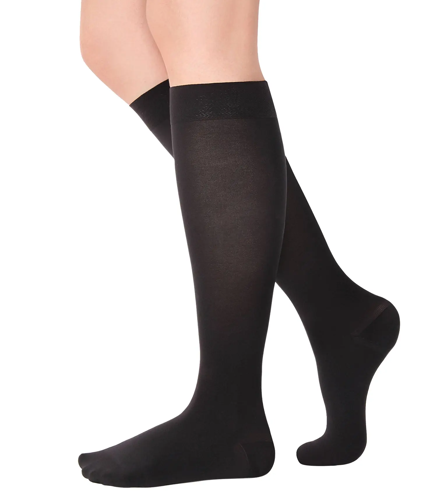 Women's 15-20 mmHg Compression Socks, Knee-High Closed Toe, Smooth Stretch Spandex Breathable Athletic Socks, Soft
