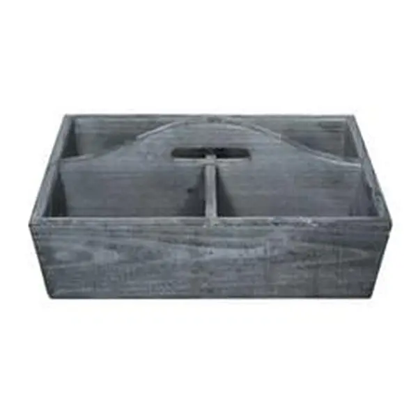 Cheungs 4939GW Wooden 4-Compartment Gray Wash Caddy, Home Organiser for Storage & Countertop Organization