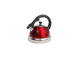 MR. COFFEE 108074.01 Claredale 2.2-Quart Stainless Steel Whistling Tea Kettle, Red