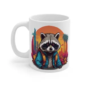Raccoon Sublimation Graphic Ceramic Mug 11oz Perfect For Coffee, Tea and Hot Chocolate-97931072 1