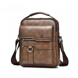 Men’s Vintage PU Leather Crossbody Bag – Waterproof, Stain-Resistant, Multi-Pocket Business & Travel Shoulder Bag