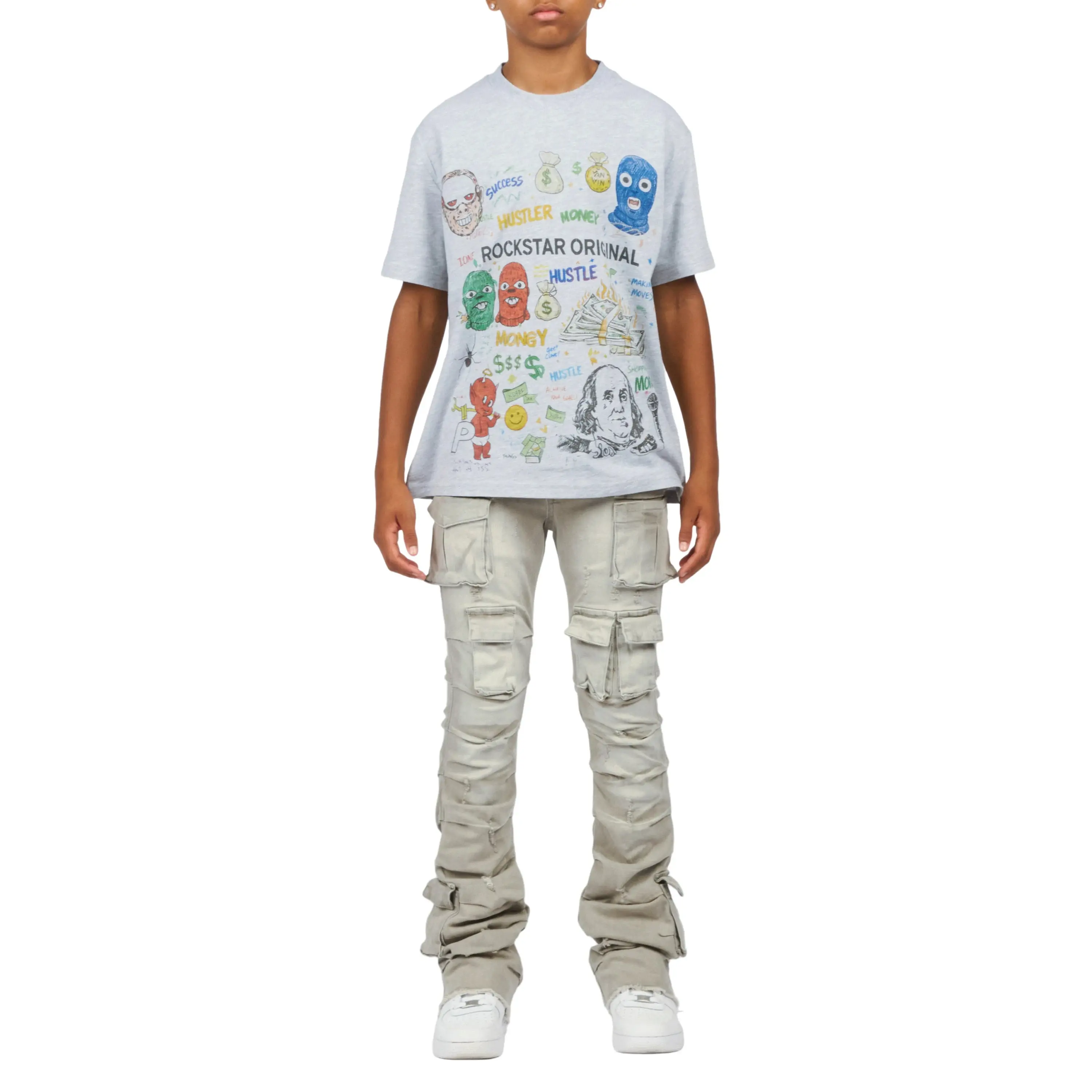 Boys Gentry Grey Stacked Flare Jean