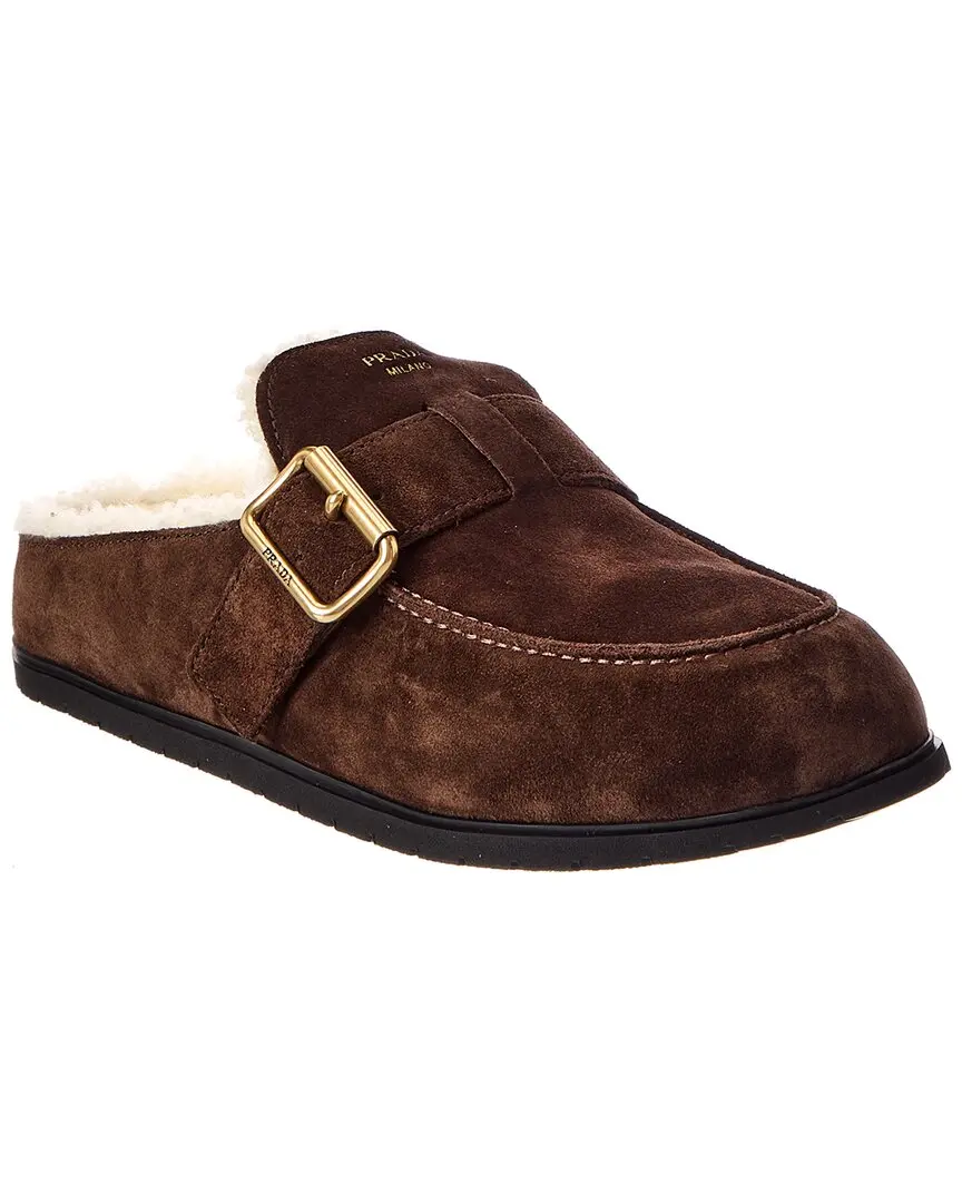 Prada Suede & Shearling Mule
