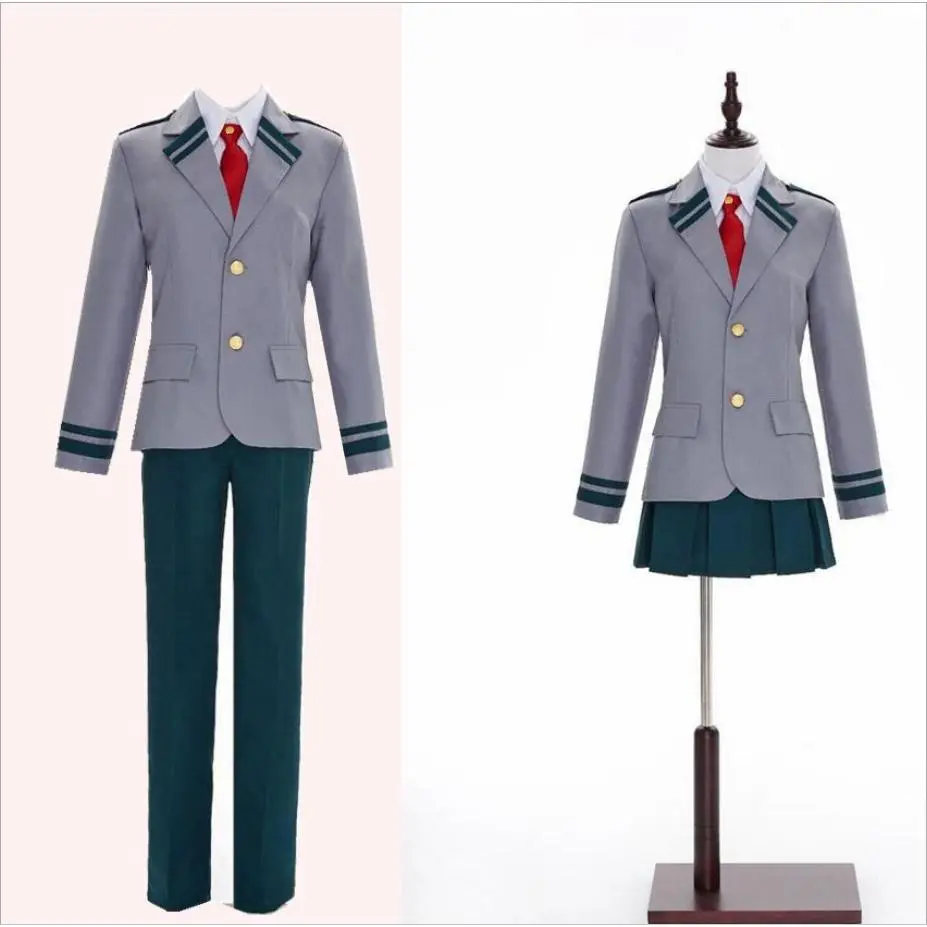 Women's Anime School Uniform Cosplay Set featuring a Gakuran Jacket with Gold-Tone Buttons, Adjustable Pleated Skirt with Shorts, Shirt, and Tie Accessories, Dress, Ribbon, Fabric