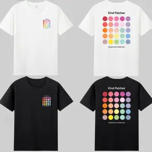 Kind Patches Grid Live Exclusive T-shirt Black & White Graphic Crew Neck Casual Fit Summer Top for Womenswear Streetwear