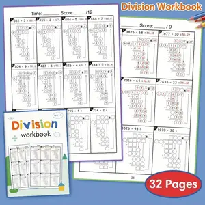 Grades 3-5 Math Practice Book Set, Daily Multiplication and Division Exercises, Fun Math Training, Essential Learning Resources