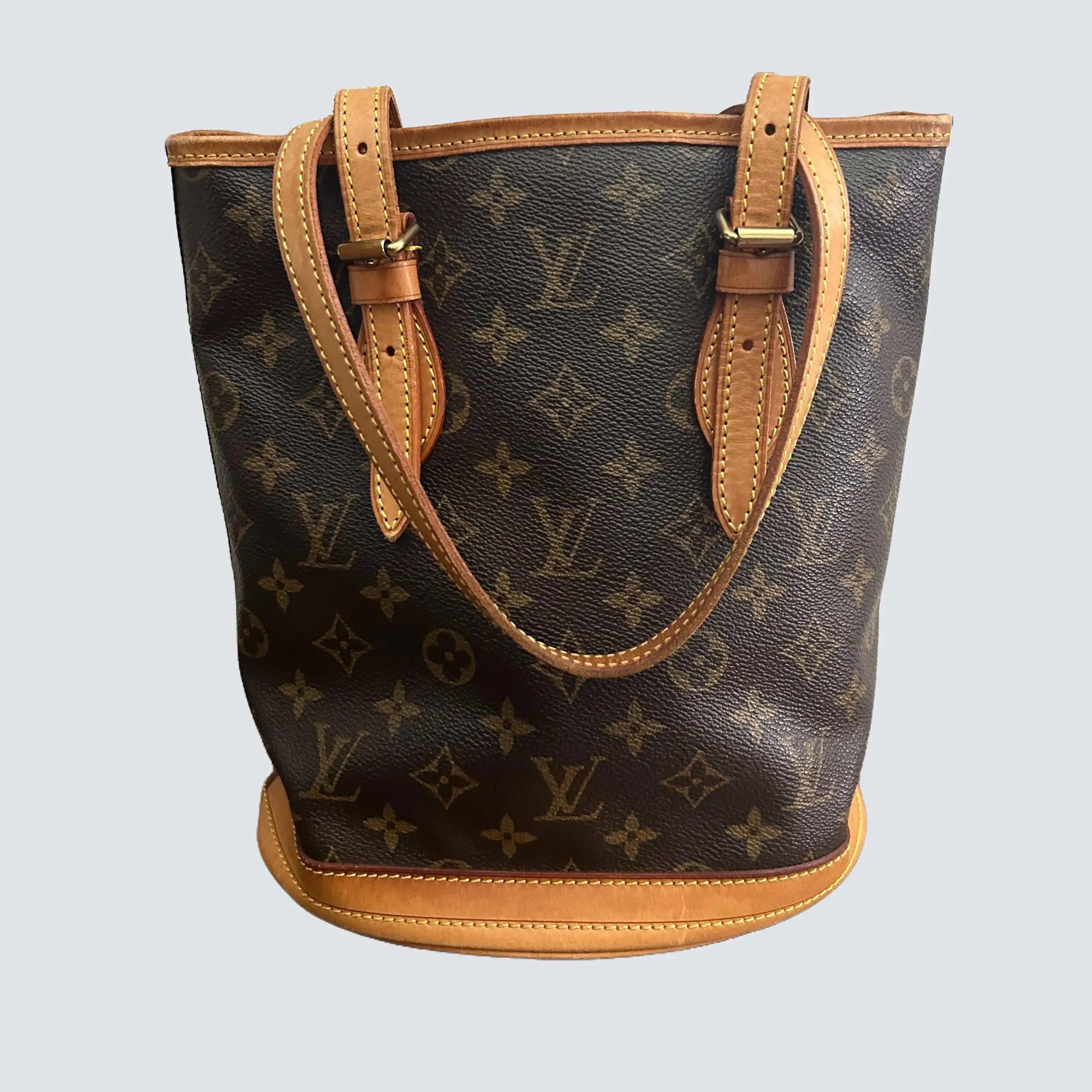 Pre-owned Louis Vuitton Coated Canvas Shoulder Bags Monogram Petit Bucket Bag