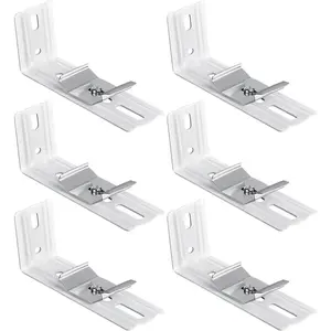 6 Pcs Vertical Blinds L Bracket Vertical Blind Wall Mount with Headrail 1-1/2" C Clamp Brackets 4" Outside Mounting Bracket Clips Vertical Blind Top Code Mounting (Silver)