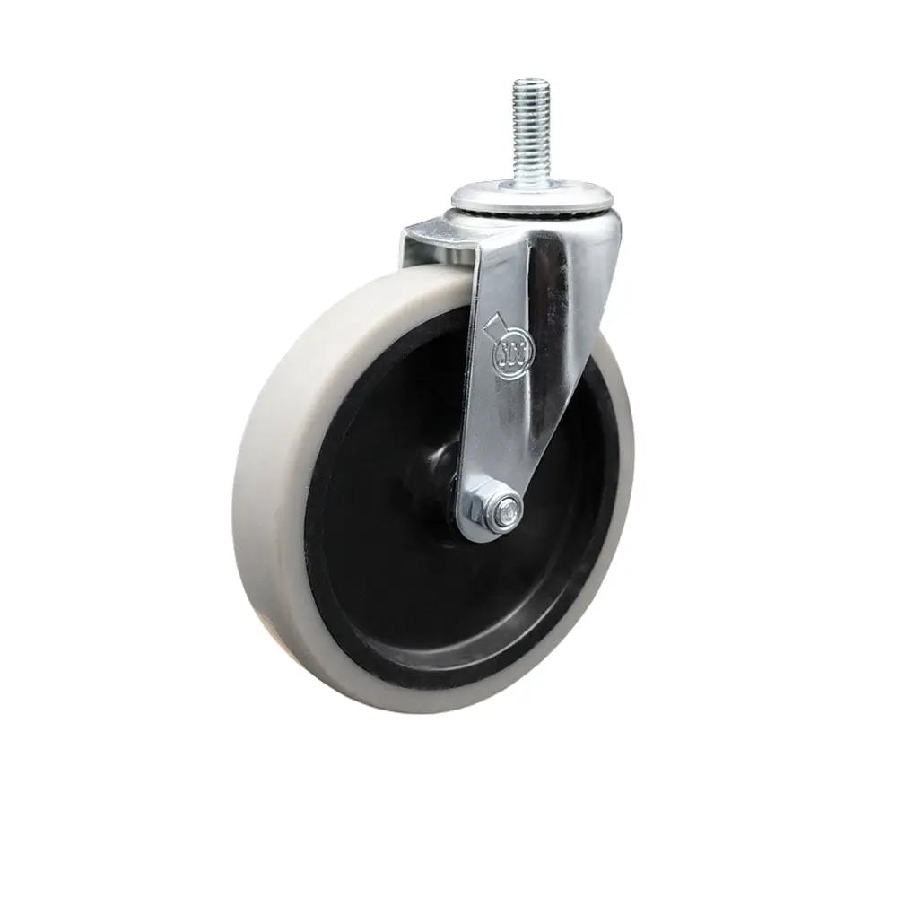 Service Caster SCC-TS05S510-TPRS-M1015 5 in. Swivel Thermoplastic Rubber Caster Wheels with 10 mm 1.50 TPI x 1.5 in. Threaded Stem Caster