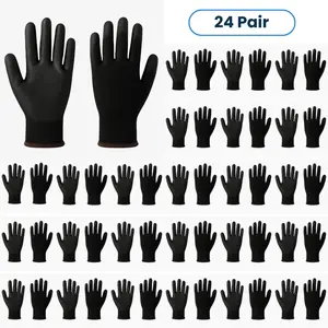 PAKNADA 24-Pair 13G Anti-Static PU Palm Coated Gloves – Lightweight Grip, Safety Work Gloves for Electronics, Assembly & Precision Tasks
