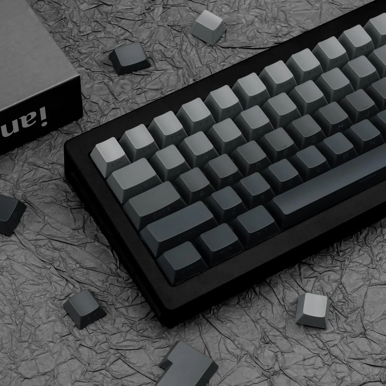 JOLINTAL PBT Keycap Set (136+ Keys), Cherry Profile Grey Gradient, Side-Printed Translucent, MX Switch Compatible, Custom Mechanical membrane Keyboard Parts, Gaming Keyboard Accessories