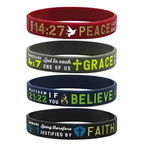 1pc Faith Believe Peace Grace Rubber Wristband band bracelet inspirational message jesus