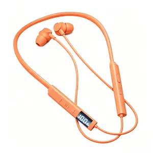 New Arrival tiktokshopcreatorpicks 8d sounds headphones Gaming Headsets - Orange Neckband Bluetooth Headphones, IPX4 Sweatproof Silicone In-Ear Audio Earbuds with LED Battery Display, Magnetic Stereo Sound & Cable Management, Wireless Earbuds for Sports &