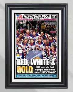 [UNFRAMED POSTER] 2026 USA Hockey “Red, White & Gold” Hockey Gold Champions UnFramed Newspaper