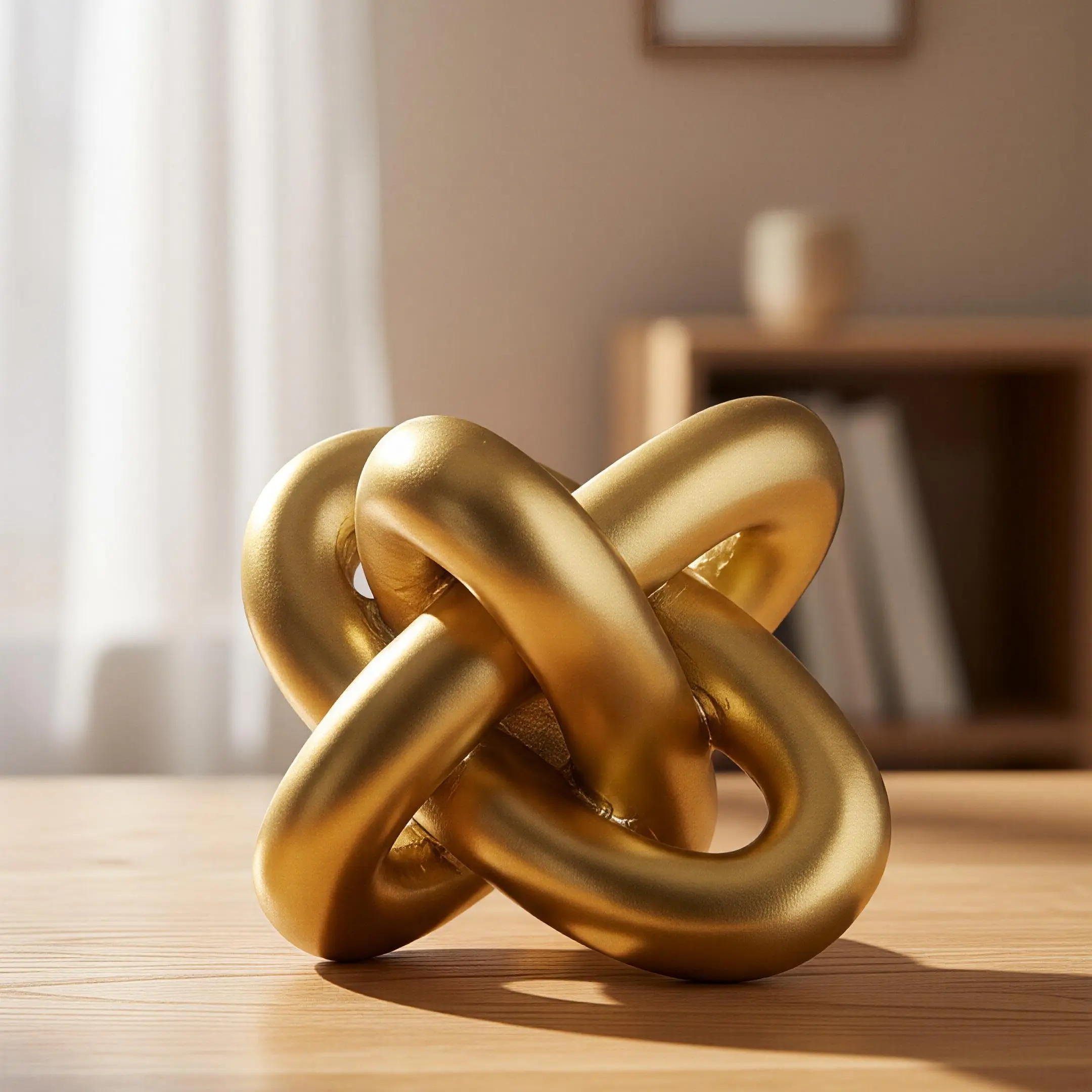 3-Knot Resin Minimalist Sculpture - Gold/Black/White Country-Style Small Decorative Home Ornament, Interior Decoration Accessories, Living Room Tabletop Accent, Housewarming Gift for Design Enthusiasts