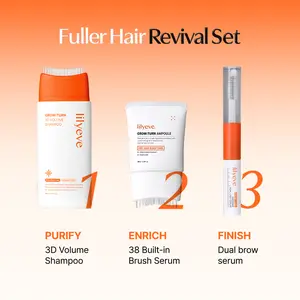 [Exclusive] Built-In Brush Growth Trio | Root-to-Lash Strengthening Set (Shampoo + Hair Serum + Lash Serum)