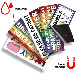 Funny Pride Gay Car Bumper Magnets: Bulk Magnetic Rainbow Decals Decorations for LGBT Parade Decor, Refrigerator, Truck, Prank Gift Ideas