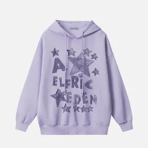 Aelfric Eden Graffiti Star Graphic Hoodie Print Oversized Unisex Streetwear Vintage Hoodie Y2k Sweatshirt Pullover