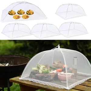 5PCS White Square/ Rectangle Folding Food Cover For Outdoor and Indoor Dust-proof Anti-termite Fly-proof Insect-proof Mesh Screen Food Covers Tent
