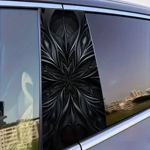 Black Mandala Pattern Car B Pillar Decal, Universal Car Window Pillar Sticker, Dark Aesthetic Car Decoration