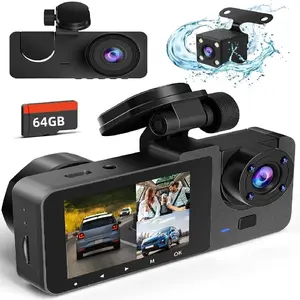 Dash Camera for Cars,4K Full UHD Car Camera Front Rear with 64GB Card,Built-in Super Night Vision,2.0'' IPS Screen,170°Wide Angle,WDR, 24H Parking Mode, Loop Recording.
