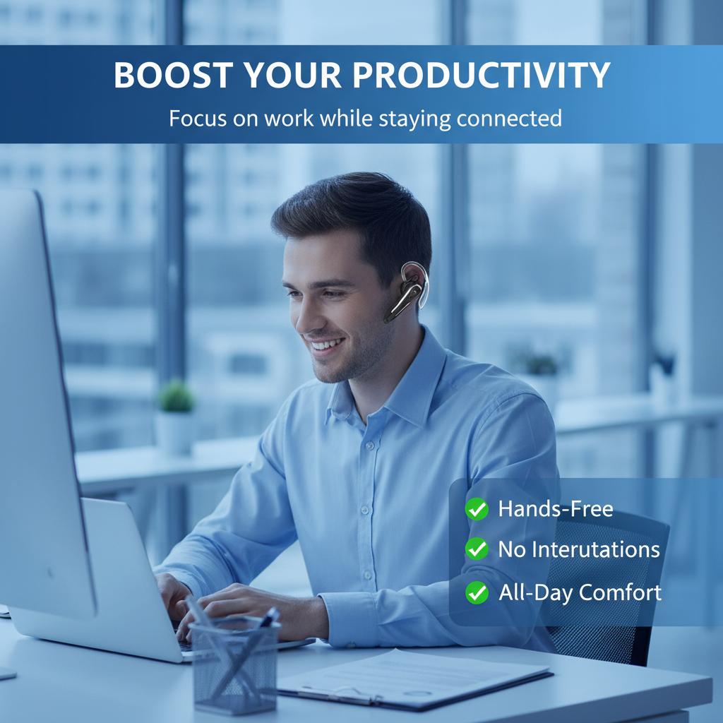 YUEYINOK Bluetooth Headset for Drivers Drive Safer with Hands-Free Calls,Clear Sound Even in Traffic, All-Day Comfort