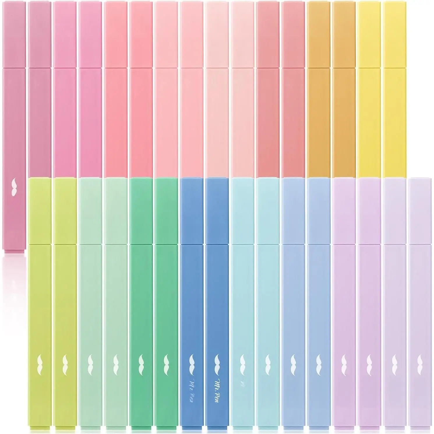 32 Pastel Chisel-Tip Highlighters, Office Stationery with Smooth Rich Ink, Broad Bold Highlights & Fine Precise Lines, Streak-Free Coverage for Study & Creative Projects, School Supplies for Artists
