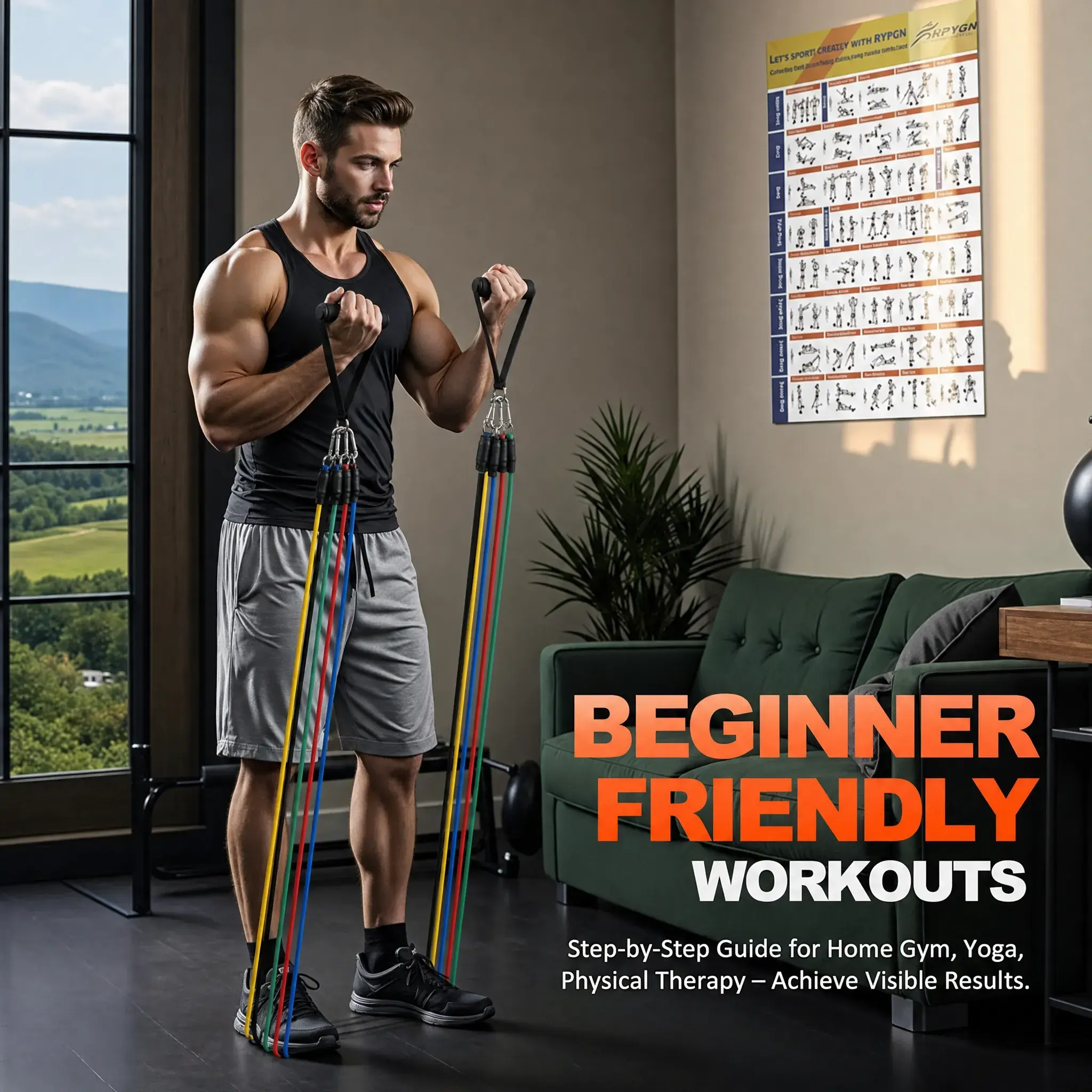 Resistance Bands with Handles, Portable Home Workout Exercise Bands for Full Body Strength Training Fitness