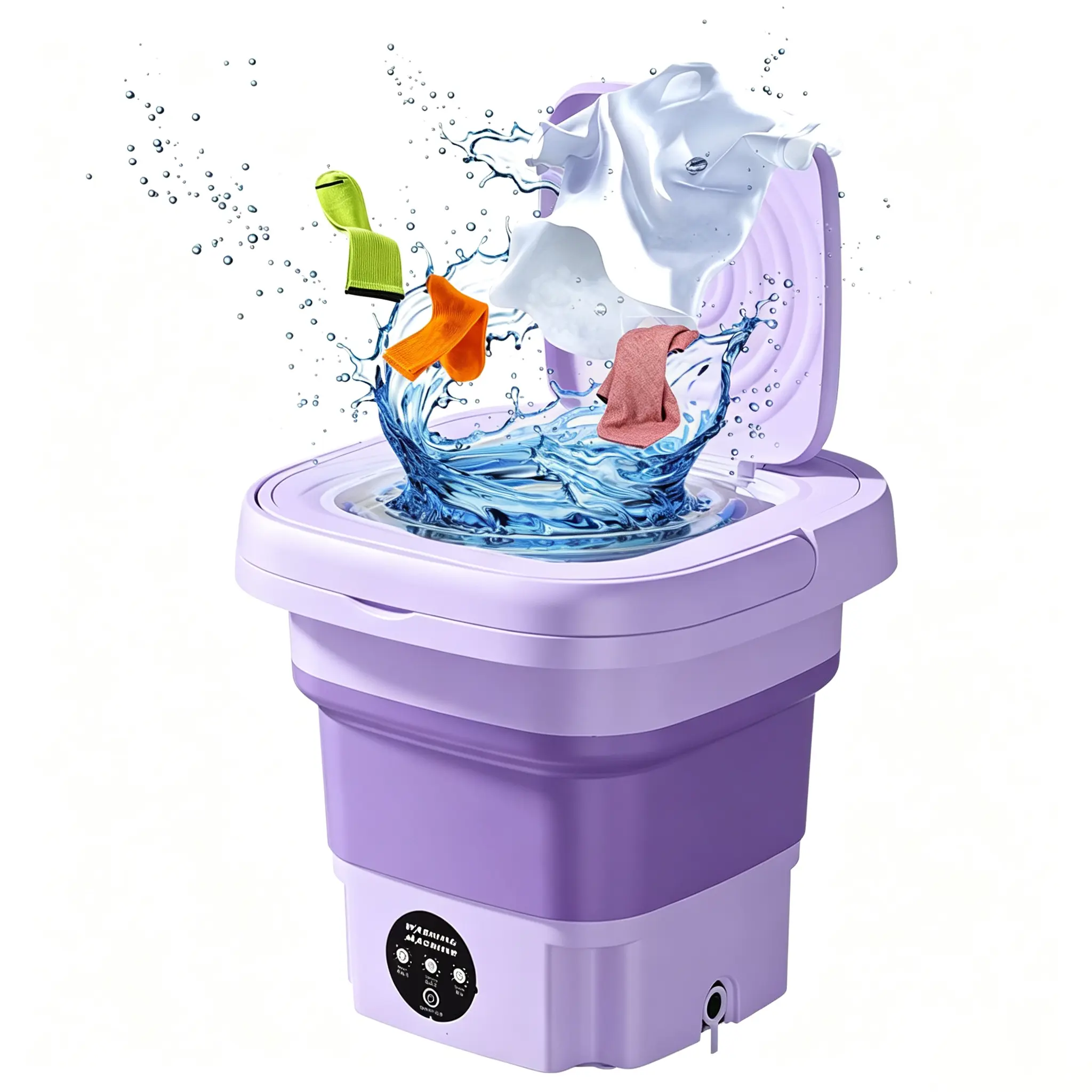 Portable Mini Folding Washing Machine with Quiet Touch Control, Compact PP Washer for Baby Clothes, Towels, Dorm Rooms, Apartments, Silent Operation