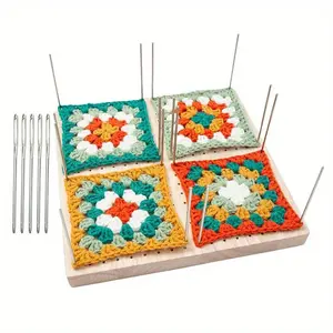 Wooden Blocking Board, 1 Set Granny Square Crochet Board, Crafting with Blocking Mat, Blocking Board for Knitting Crochet, Crochet Set Kit