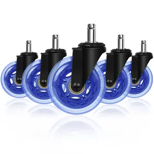 Office Chair Caster, 3" Heavy Duty Computer Desk Chair Casters Replacement Set of 5 Heavy Duty Protection for All Floors, Universal Stem 11mm (7/16"x7/8")