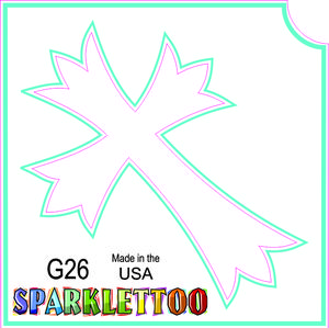 Ruby Red Paint G26 2 x 2 in. 3 Ply Surfer Cross Design Glitter Tattoo, Pack of 100