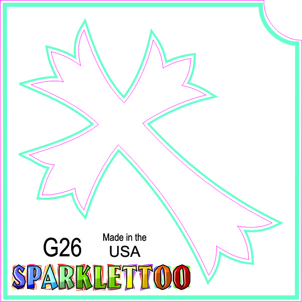 212 MAIN FDA Safe Ruby Red Paint G26-2 Glitter Stencil Tattoo, 2x2 in. 2-Ply Paper, Cross Shape Surfer Theme, Pack of 100, Face Painting, Tattoo Stencil, Glitter Effect, 2" X 2"