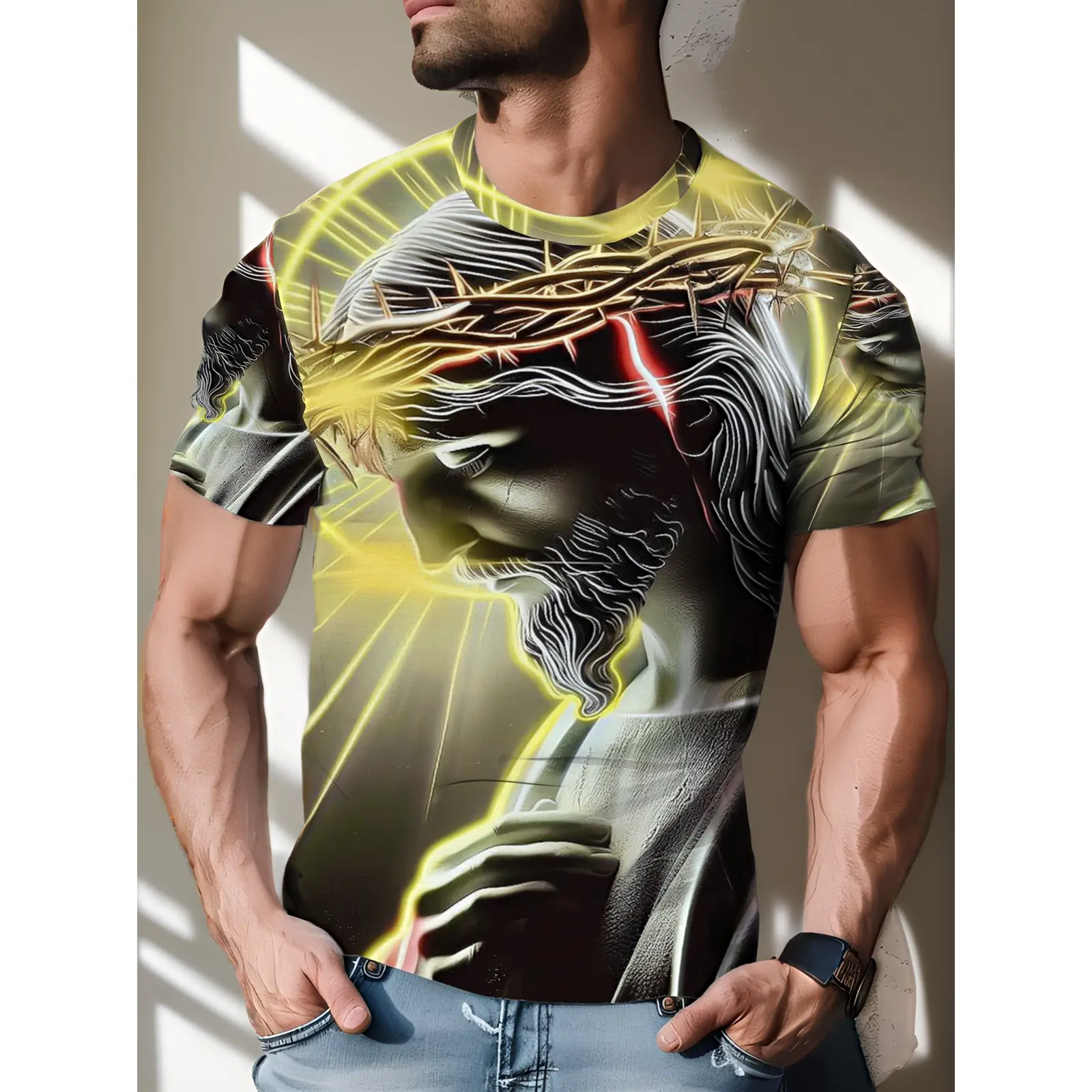 Jesus Christ Crown of S Graphic T-shirt for Men Religious Apparel Perfect for Church Events Spiritual Gatherings and Christian Holidays Such as Easter and Christmas Thoughtful Gift Idea for Faithdriven Men Iseeking Inspiration and Devotion Clothing