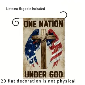 [2D Flat] 1pc Holy Cross American flag, 12X18 inches, angel wing flag, patriotic garden outdoor flag, universal flag, outdoor accessories, home garden accessories, home decoration, excluding flagpole