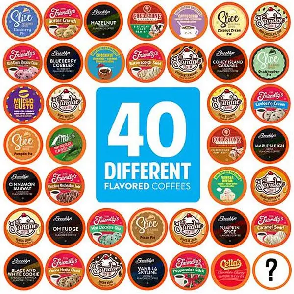 Two Rivers Coffee 40ct Flavored Coffee Pods Sampler-40 Flavors