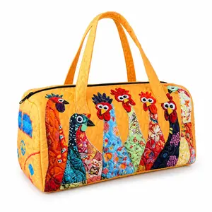 21 Inch x 10.6 Inch x 10.6 Inch Unisex Boho Quilted Weekender Travel Bag, Lightweight Comfortable Carry On Overnight Rooster Bag, Vintage Hippie Design for Travel, Daily Use & Shopping